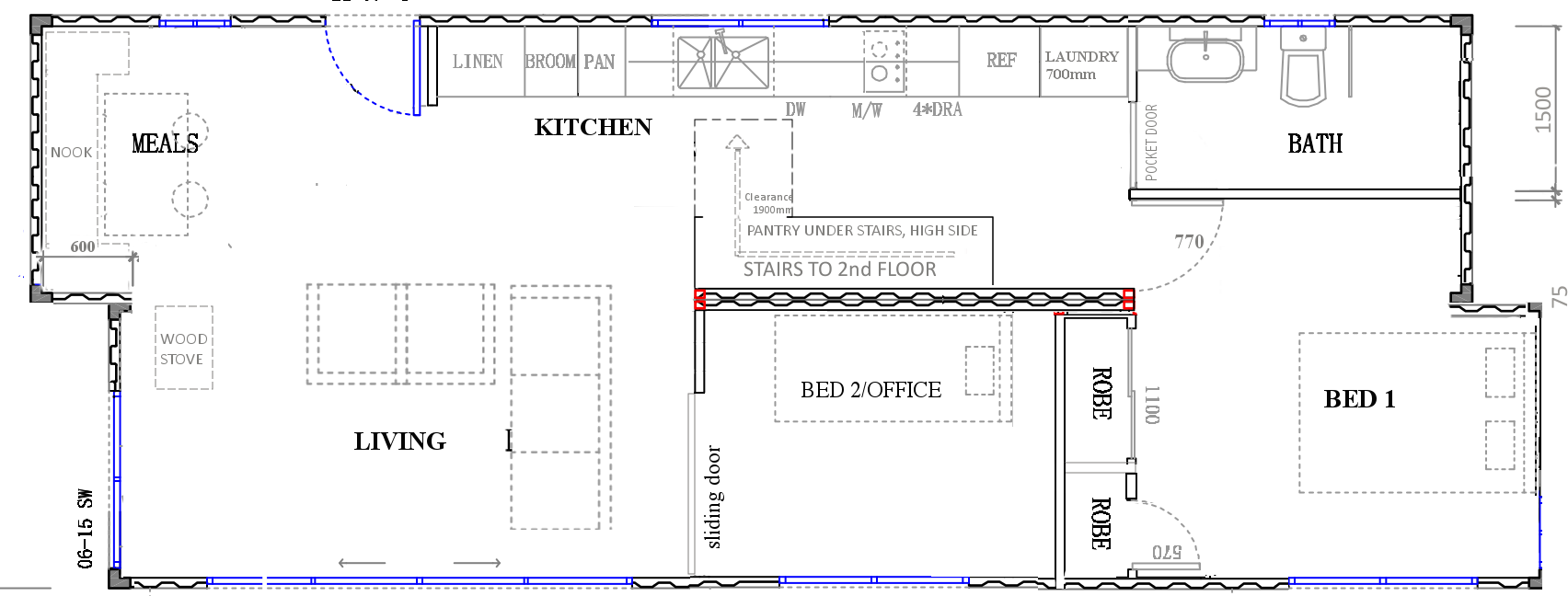 container home floor plan \u2013 Blue Mountains Shipping Container Home
Project